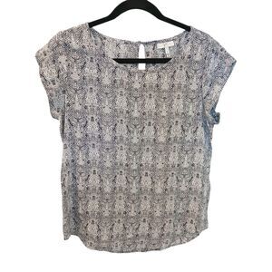 Joie Rancher Sz Small Cap-Sleeve Printed Blouse Abstract Print Career Shell Silk